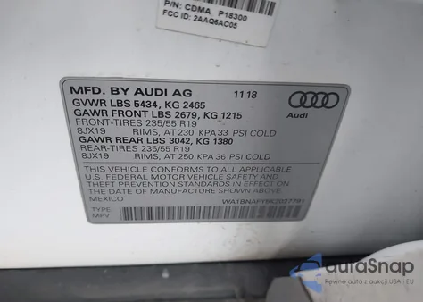 2019 Audi Q5 45 Premium from USA, damaged, VIN WA1BNAFY5K2027791